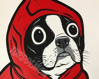 Boston Terrier Hoodie Original Painting