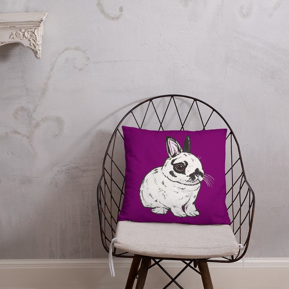 Purple Bunny Throw Pillow Etsy