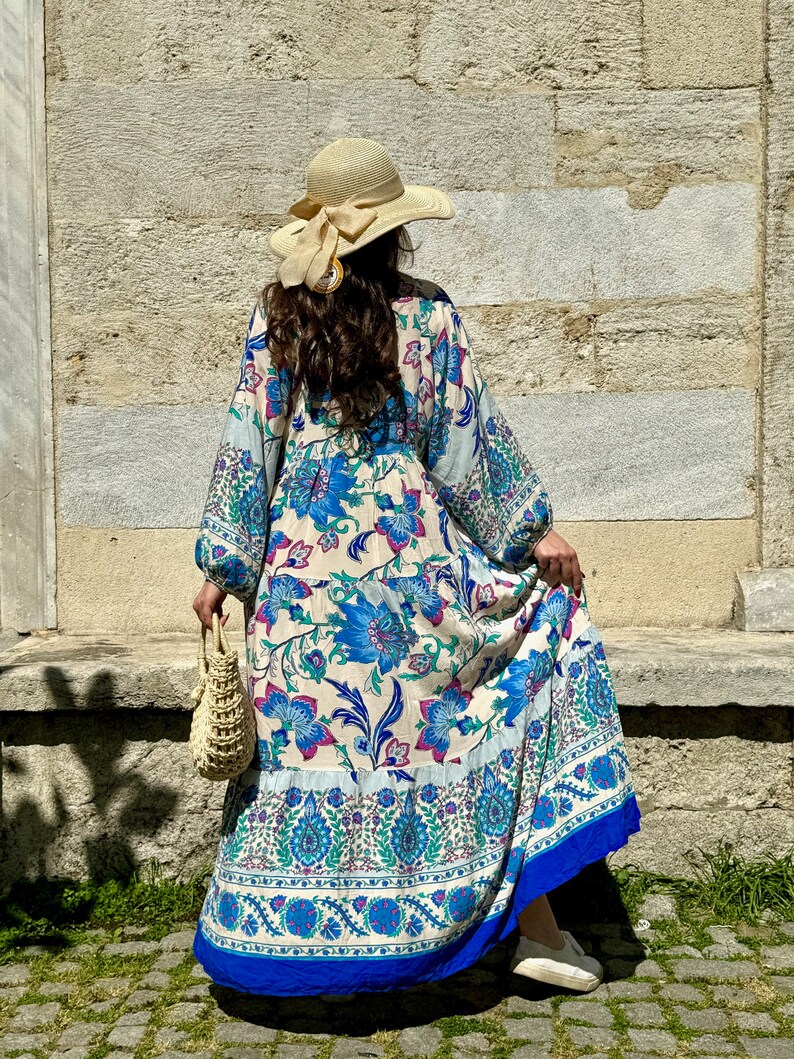 Long summer dress, Organic Cotton dress, Floral summer dress, Boho dress women, Spring summer dress zdjęcie 6