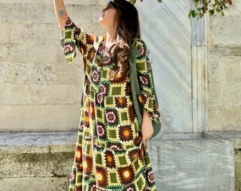 Long summer dress, Organic Cotton dress, Floral summer dress, Boho dress women, Spring summer dress