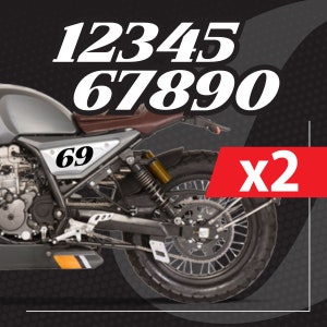 Kit 2 numeri adesivi per personalizzare la tua moto cafè racer. Sticker in vinile prespaziato
