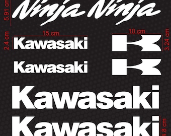 KIT van 8 vooraf geplaatste STICKERS, in PVC-vinyl KAWASAKI Ninja voor je motor en helm