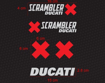 KIT compuesto por 5 PEGATINAS preespaciadas con Ducati Scrambler bicolor