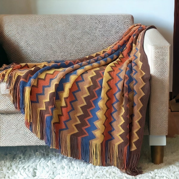 Boho Bed Plaid Blanket - Geometry Aztec Baja Blankets - Ethnic Throw Decor - Wall Hanging Tapestry