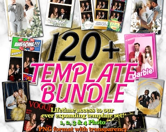 Huge 120+ Template bundle set, Photo-booth Templates, weddings, events, parties and more! Lifetime access to an ever expanding selection!