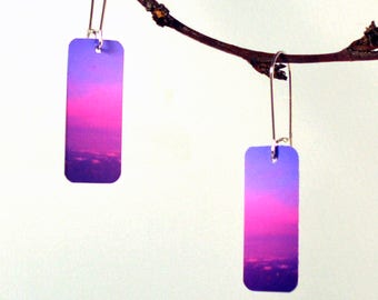 Pink Aerial Sunrise lightweight printed earrings