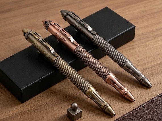 Personalized Twist Bolt Action Metal Pen, Tungsten Steel Window Breaker Emergency Survival Ballpoint Pen, Gifts for Him, Graduation Gift