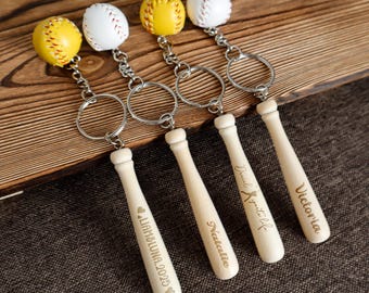Personalized Baseball Keychains, Engraved Baseball Gifts, Team Player Gifts,Customized Mini Baseball, Backpack Keychains, Groomsmen Gifts