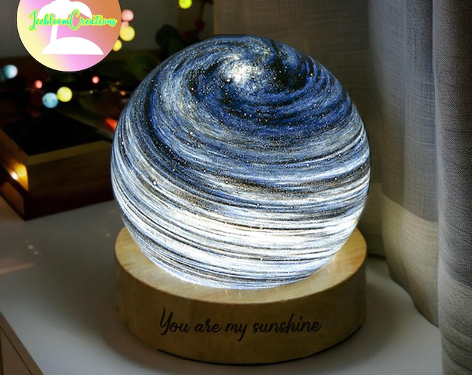 Personalized Glass Ball Night Lamp,Custom Name Glass Globe Lamp,Crystal Ball Desk Lamp,Milky Way Night Lamp,Galaxy Desk Lamp,Astronomy Gifts
