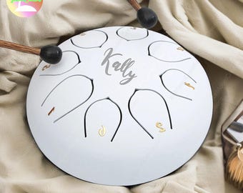 Custom Name Steel Tongue Drum, 8 Keys Musical, Personalized Wonderful Tongue Drum, Handpan, Instrument,Music Gift For 3 Year Old,Chakra Drum