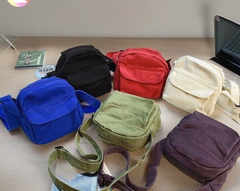 Crossbody canvas tas, mini slouchy tas, canvas draagtas, schoudertassen, messengertas, reistassen, casual tas, zomertas voor dames, geschenken