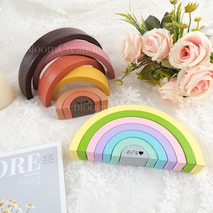 Wooden Rainbow Stacking, Customized Stacking, Children&#39;s Stacking Toys, Children&#39;s Early Education Toys, Rainbow Stacking Toys