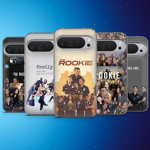 May include: A selection of phone cases with images from the TV series "The Rookie." The cases show cast photos and the show's title. The cases are arranged in a row, displaying the different designs.
