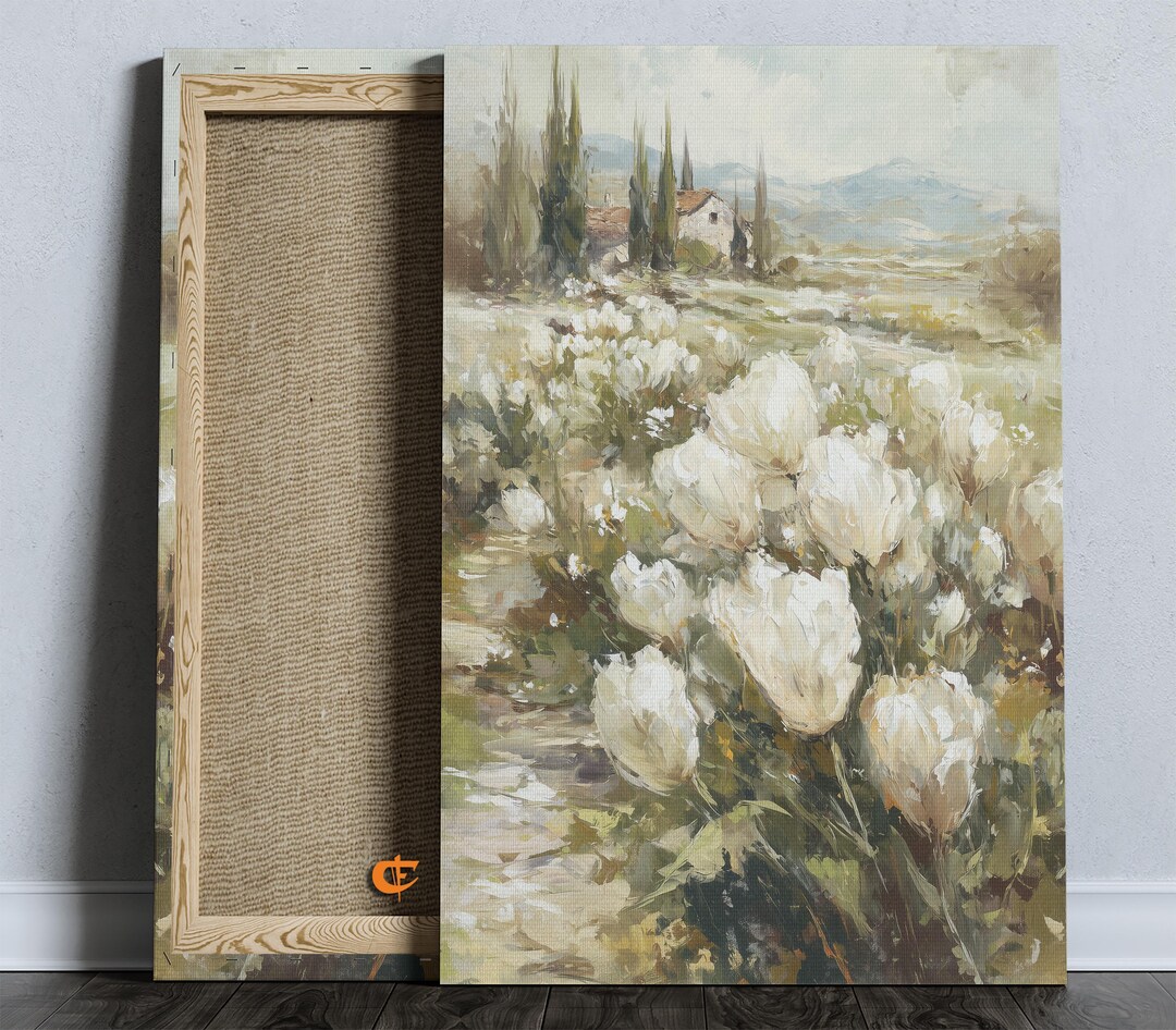 Spring Tulip Meadow Printable Art Cottagecore Floral Landscape Vintage ...