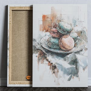 Pastel Macarons Printable Art Soft Watercolor Painting Rustic Kitchen Decor Cottagecore Wall Art Vintage Dessert Illustration 1111
