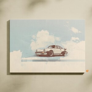Poster stampabile Porsche 930 Turbo - Stile retrò di carte collezionabili nuvolose, decorazione da parete Porsche, regalo per papà, stampa artistica di auto 253