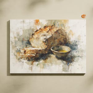 Rustic Printable Crusty Bread Watercolor Earthy Cottage Kitchen Art Vintage Farmhouse Decor Torn Loaf Art Print Rustic Style 1019