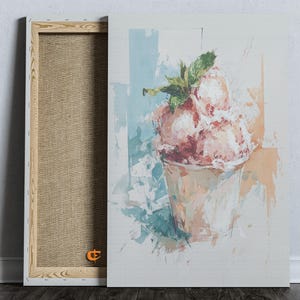 Druckbare Erdbeere Gelato Aquarell Kunst Sommer Dessert Wanddekoration Süße Rustikale Cottagecore Malerei Eiscreme Küche Druck 1129