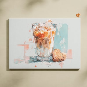 Iced Latte Aquarell Kunst Pastellfarbener Kaffeedruck Moderne Küchendekoration Entspannendes Cafe Vibes Digitale Wandkunst Druckbarer Kaffee 1013