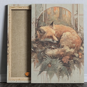 Rustic Red Fox in Ferns Printable Vintage Nature Art Earthy Woodland Scene Cottagecore Wildlife Decor Watercolor Wall Art 1541