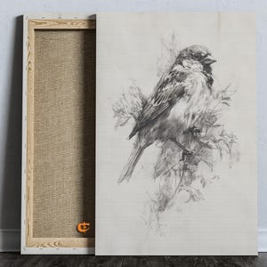 Rustic Sparrow Sketch Art Printable Bird Wall Art Pencil Drawing Decor Cottagecore Nature Print Minimalist Animal Design 1236