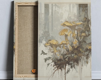 Rustic Chanterelle and Amanita Art - Moody Woodland Mushroom Print, Cottagecore Autumn Decor, Earthy Botanical Wall Art, Printable 1626