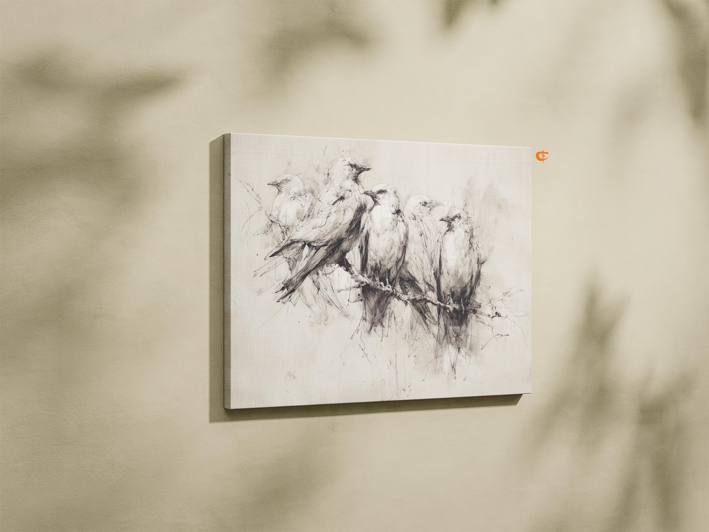 Printable Vintage Bird Sketch Art Rustic Farmhouse Wall Decor