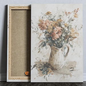 Rustic Wildflower Bouquet Printable Vintage Watercolor Still Life Cottagecore Floral Wall Art Earthy Flower Decor Digital Print 1178