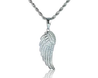 Sterling Silver Angel Wing Necklace, Memorial Gift