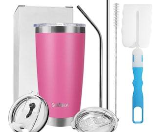 Edelstahl Thermobecher mit Strohhalm | 20 Unzen Kalt-, Warmes Getränk Tasse