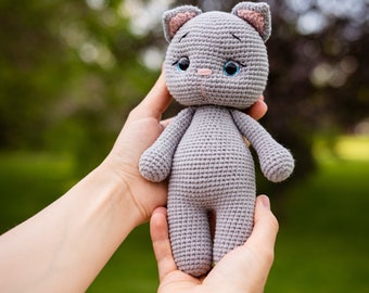 Handgemaakt gehaakt kattenspeelgoedpatroon - DIY Amigurumi Kitten PDF, eenvoudig haakproject voor beginners, perfect cadeau, babyveilig garenspeelgoed