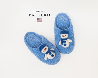 CROCHET PATTERN: Snowman Slippers | All sizes | Christmas Spirit