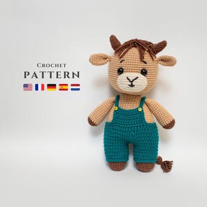 CROCHET PATTERN: Cute Bull Amigurumi Toy | DIY Crochet Pattern | Available in English, Français, Deutsch, Español, Dutch