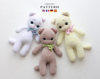 CROCHET PATTERN: Fluffy Cat, Kitten, Kitty | Amigurumi Cat | Digital PDF Files in English, French and Spanish