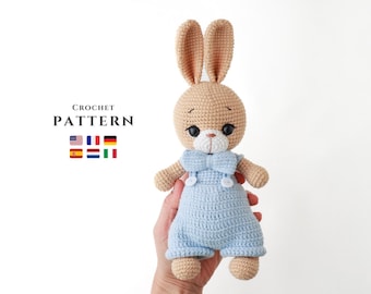 Crochet Bunny Pattern: Amigurumi in Overalls (PDF Pattern)