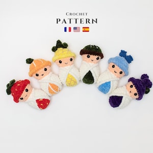 Fruit-Themed Swaddled Babies Crochet Pattern: Amigurumi Set (PDF)
