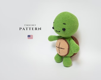 Ręcznie robiona szydełkowa zabawka żółwia - DIY Amigurumi Turtle PDF, łatwy projekt szydełkowy, idealny prezent, bezpieczna dla dzieci zabawka z włóczki