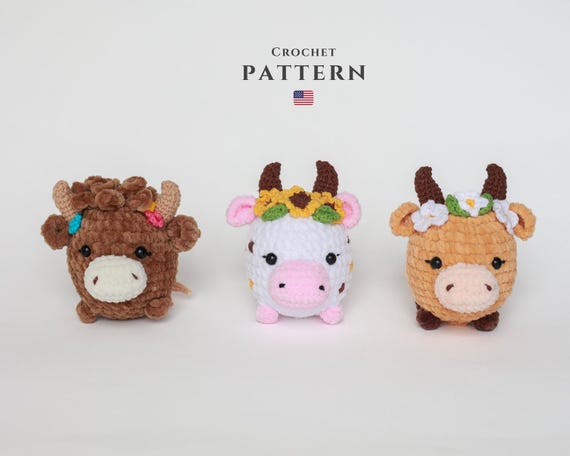 Crochet Pattern: Amigurumi Cow Plushies – Easy Animal Crochet Tutorial | Digital Files in English
