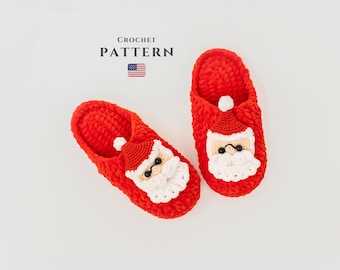 CROCHET PATTERN: Santa Slippers | Children and Adults Slippers | Christmas Spirit