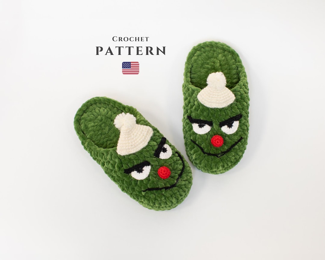 CROCHET PATTERN: Grinch Slippers | All Sizes | Christmas Spirit - Etsy