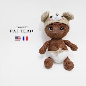 CROCHET PATTERN: Amigurumi Baby Doll | Crochet Baby Tutorial | Baby Doll Pattern | English and French Pattern