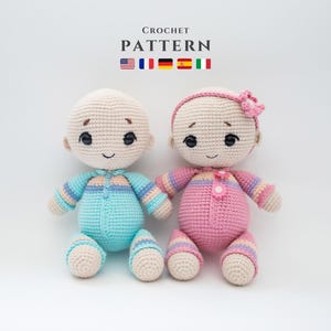 CROCHET PATTERN: Amigurumi Baby Dolls - Easy Crochet Toy Tutorial PDF - Digital Files in English, Spanish, French, Deutch and Italian