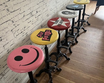 BAR STOOLS rock themed vintage