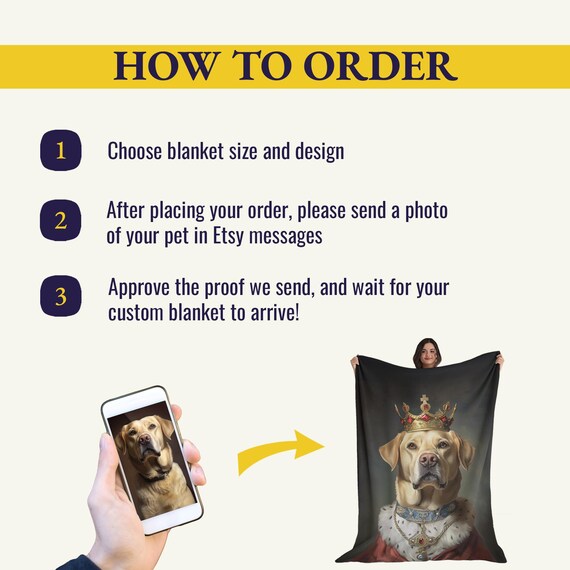 Custom Pet Blanket Using Dog or Cat Photo, Personalized Royal Pet