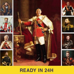 Customized Royal Portrait from Photo, Best Fathers Day Gift, Personalized Historical Canvas for Him, Custom Father Son Gift