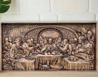 The Last Supper Wood Carved Icon,  Jesus Christ's Last Supper Wood Carving
