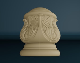 Remate de madera para poste de barandilla, remate decorativo para pilares de escalera, remate de poste tallado en madera, remate para poste de cama