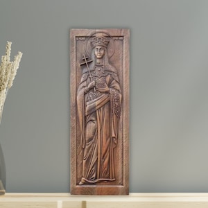 Saint Helena Wood Carving, Wooden Icon of Saint Helena, The Mother of Emperor Constantine