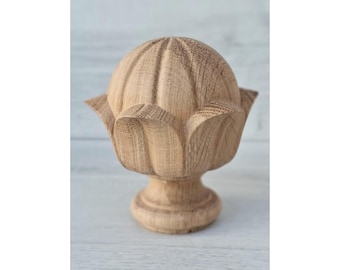Remate de madera para poste de barandilla, remate decorativo para pilares de escalera, remate de poste tallado en madera, remate para poste de cama