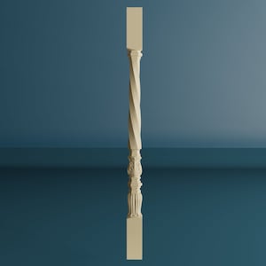 Wood Carved Baluster, Unfinished Wooden Balustrade, Stair Balusters, 1 Piece